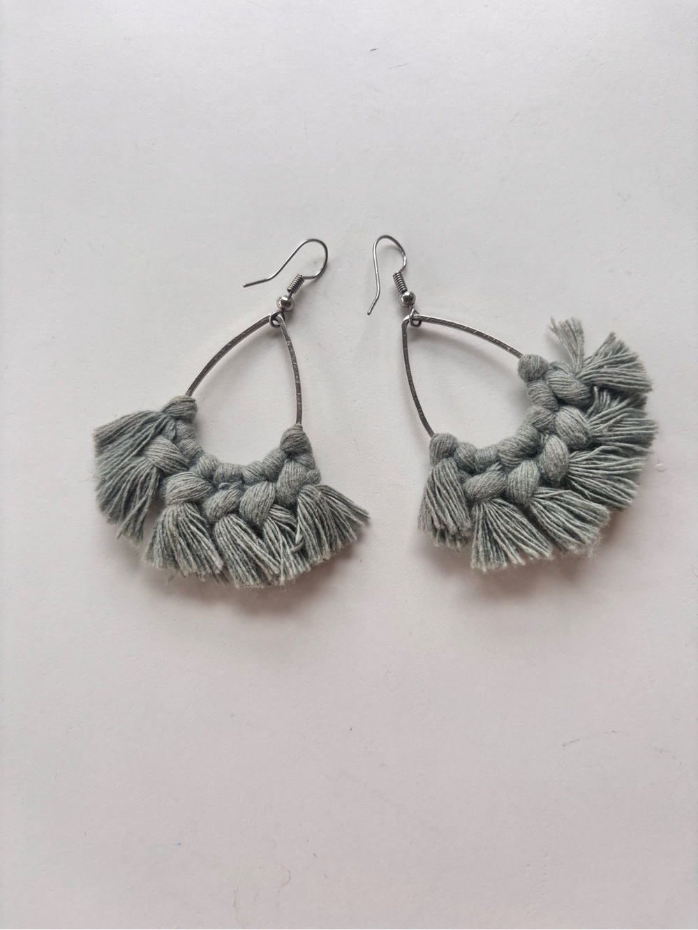 Handmade Macrame Earrings - Sage Green